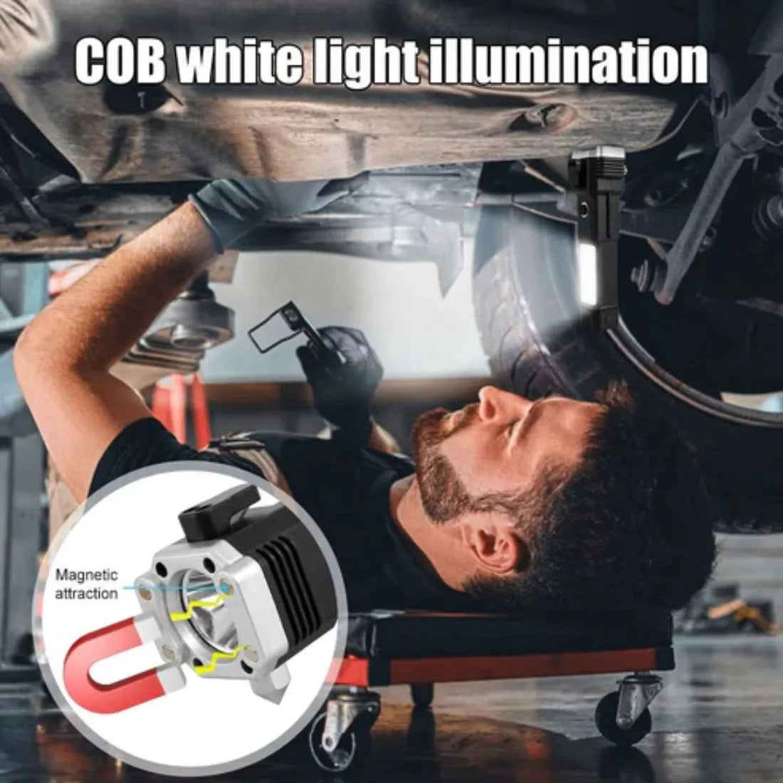 Versatile LED Flashlight with Power Bank, Hammer, and Magnets - Click2kart